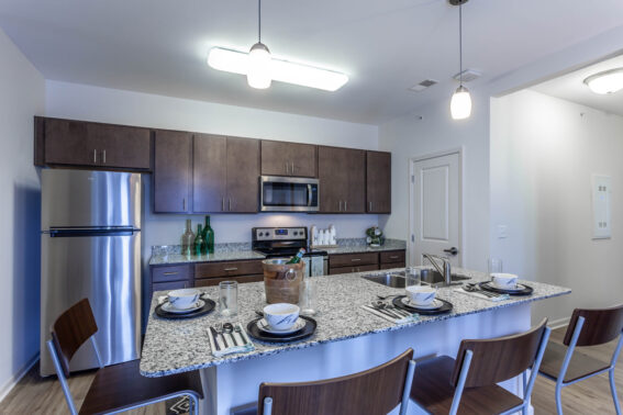 Apartment kitchen with counter seating