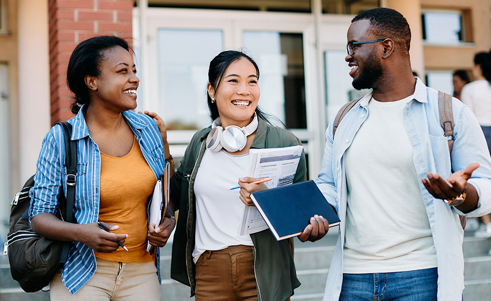 Group of diverse college students